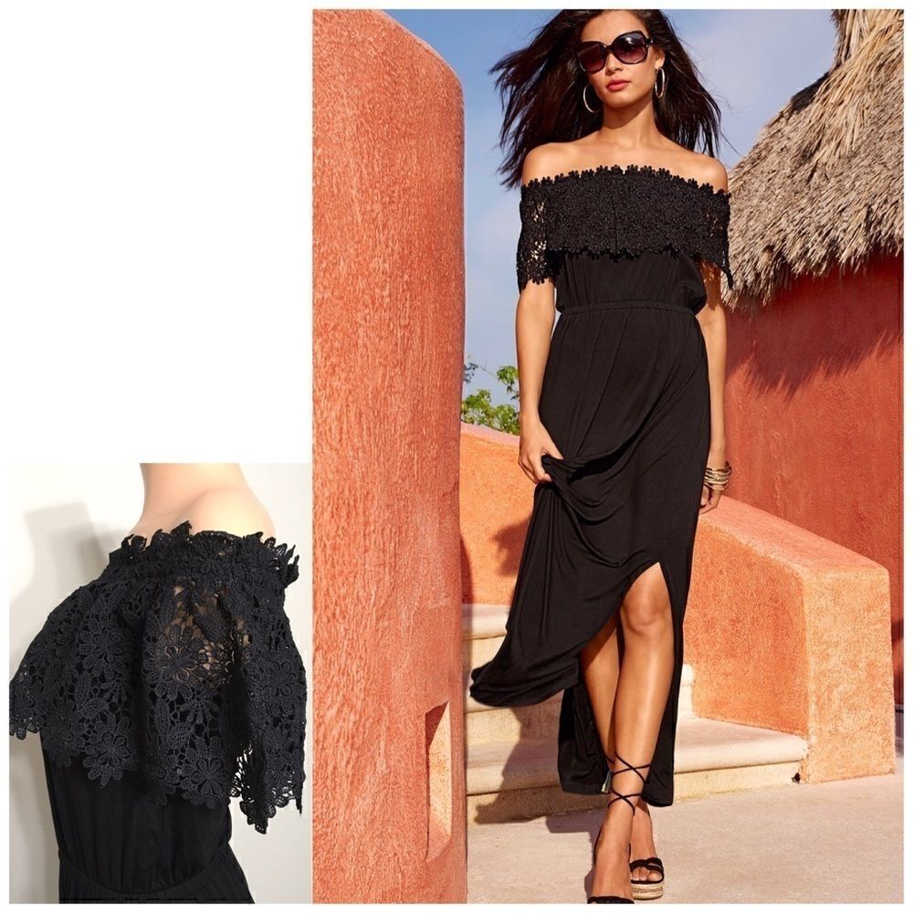 Design History Strapless lace maxi dress. NWOT